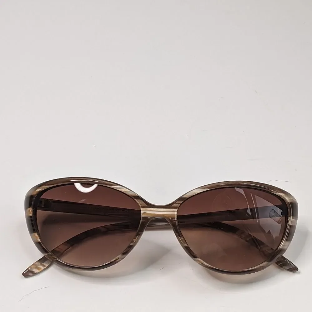Amber Lens Striped Cat Eye Sunglasses